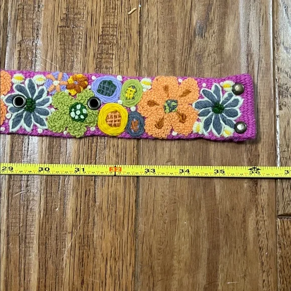 JENNY KRAUSS WILDFLOWERS WOOL BELT HANDMADE PERU SUNDANCE SMALL WOMEN’S BELT - Picture 6 of 7